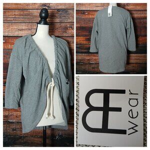 NWT Prestige Be Wear Terry Cardigan Top S/M Gray Knit Robert Kotas Poland